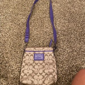 Coach crossbody with purple accents
